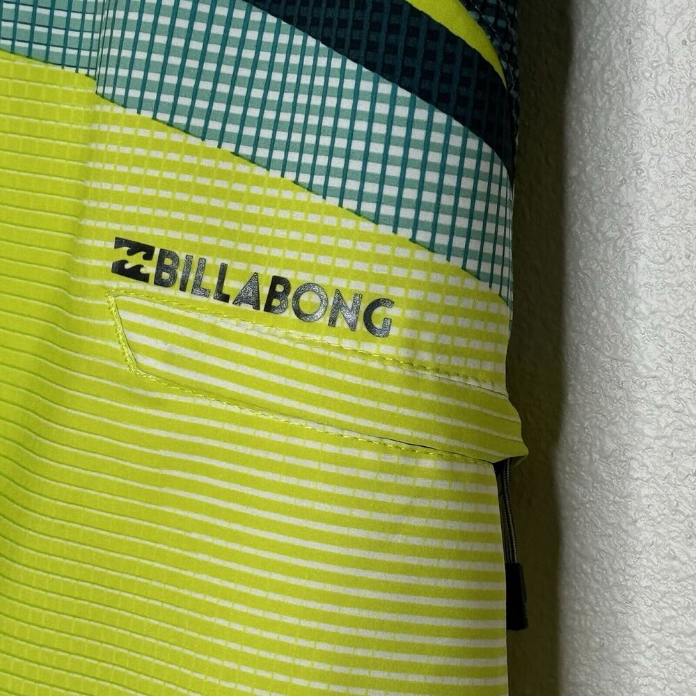 Billabong Platinum X Board Shorts Mens 30 Swim Surf Yellow Green Zip Pocket - Picture 6 of 9